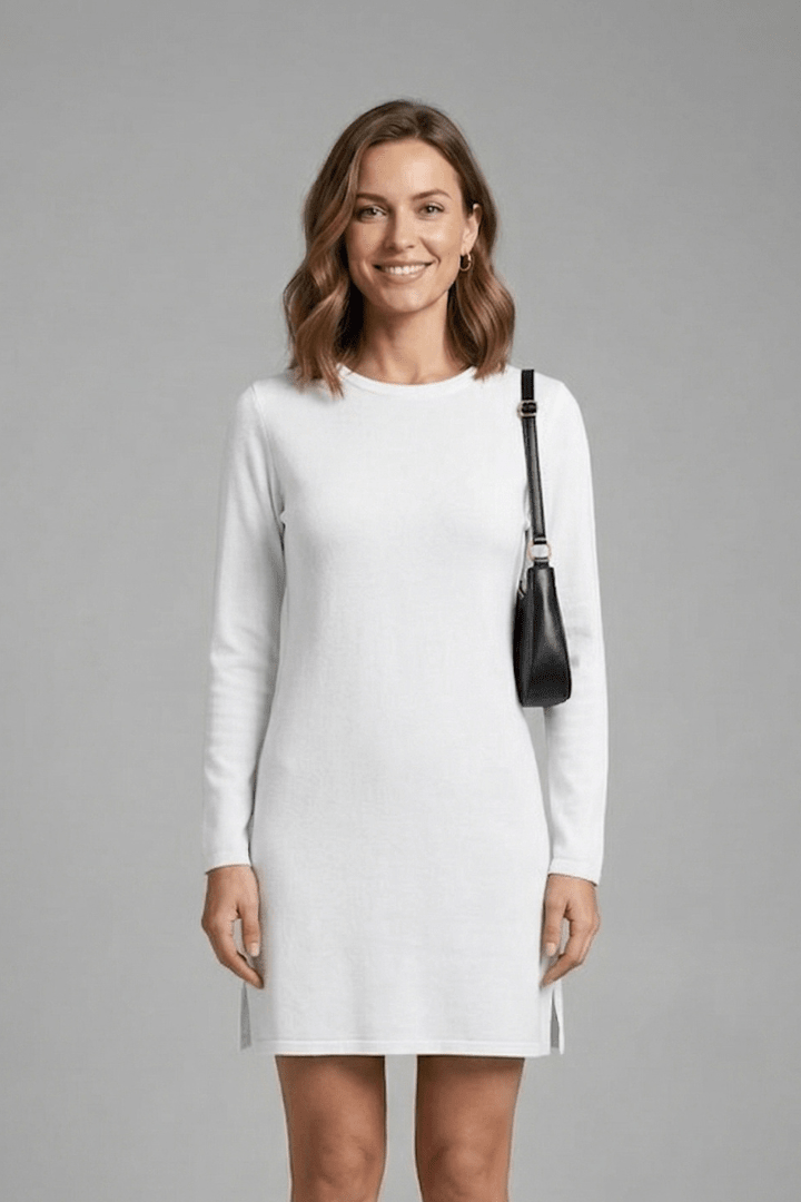 Long Sleeve Mini Dress – Relaxed Fit with Side Slit for Casual Wear - We are MFEO