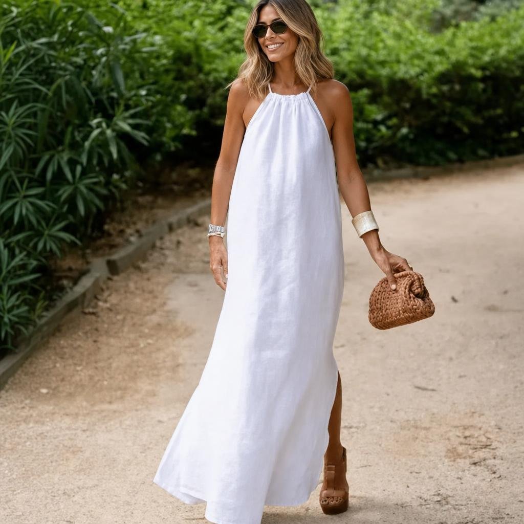 Maxi Dress for Summer – Halter Neck Casual Beachwear with Flowing Silhouette - We are MFEO