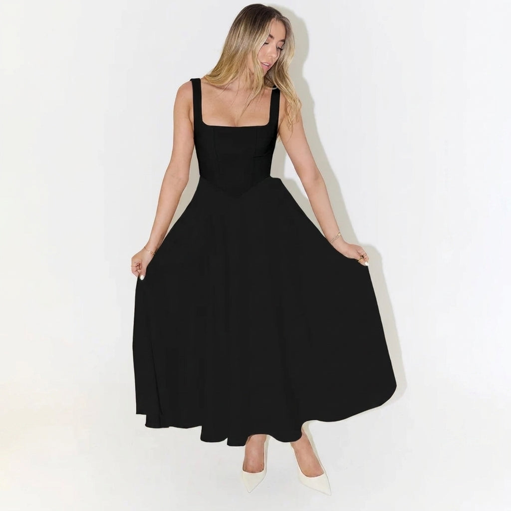 Maxi Dress with Square Neckline – A-Line Fit for Summer Weddings and Formal Events 9
