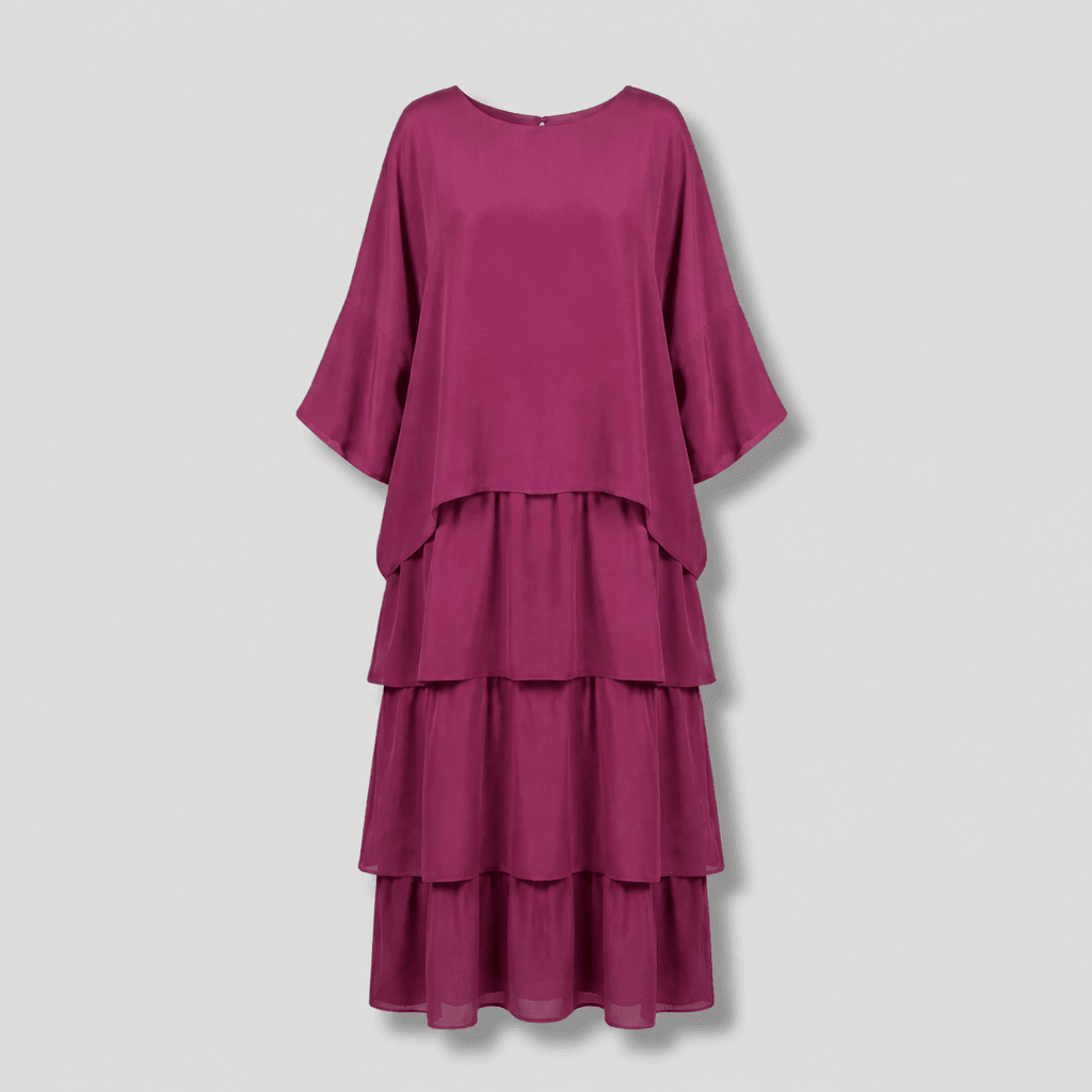 Maxi Dress with Wide Sleeves – Tiered Chiffon for Summer and Formal Events - We are MFEO