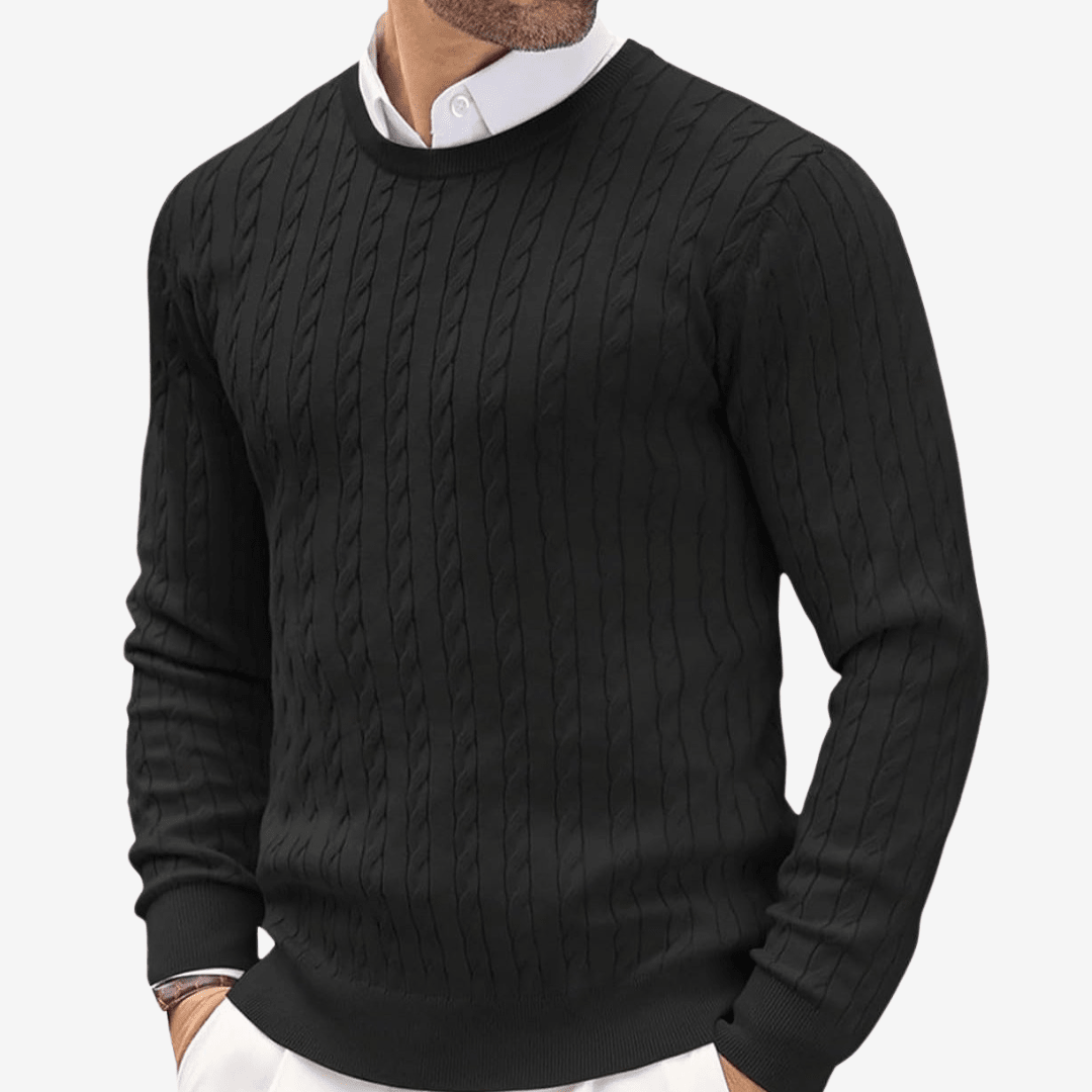 Men's Cable Knit Sweater – Crew Neck, Long Sleeve, Fitted for Autumn and Winter - We are MFEO