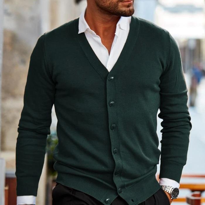 Men's Cardigan Sweater – Slim Fit V - Neck for Autumn and Winter Smart Casual Wear - We are MFEO