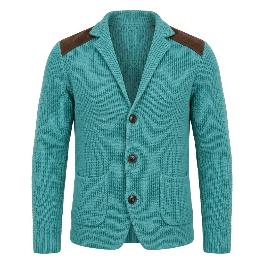 Men's Cardigan with Button Front, Knit Structure, and Patch Pockets - We are MFEO