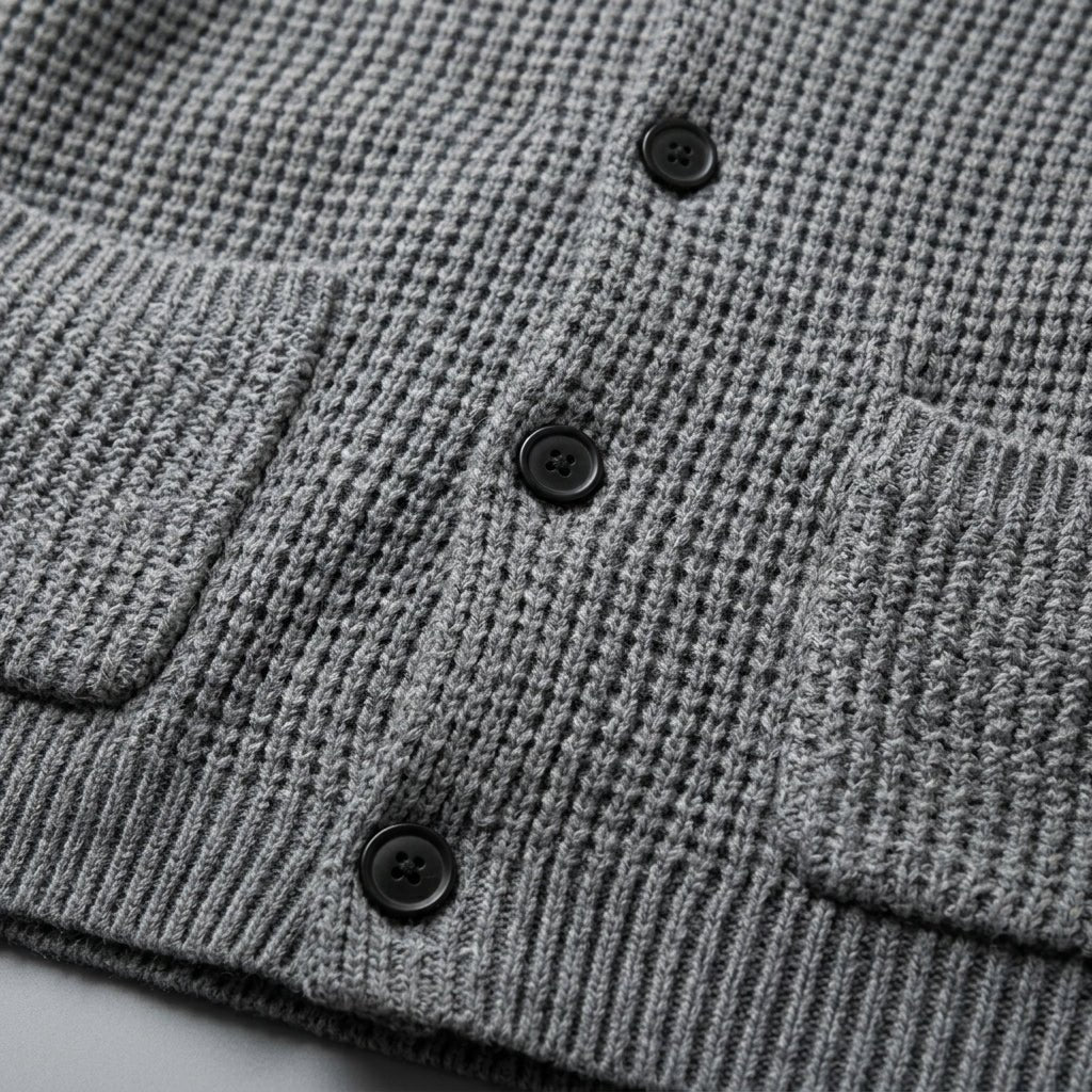 Men's Cardigan with Button Front, Knit Structure, and Patch Pockets - We are MFEO