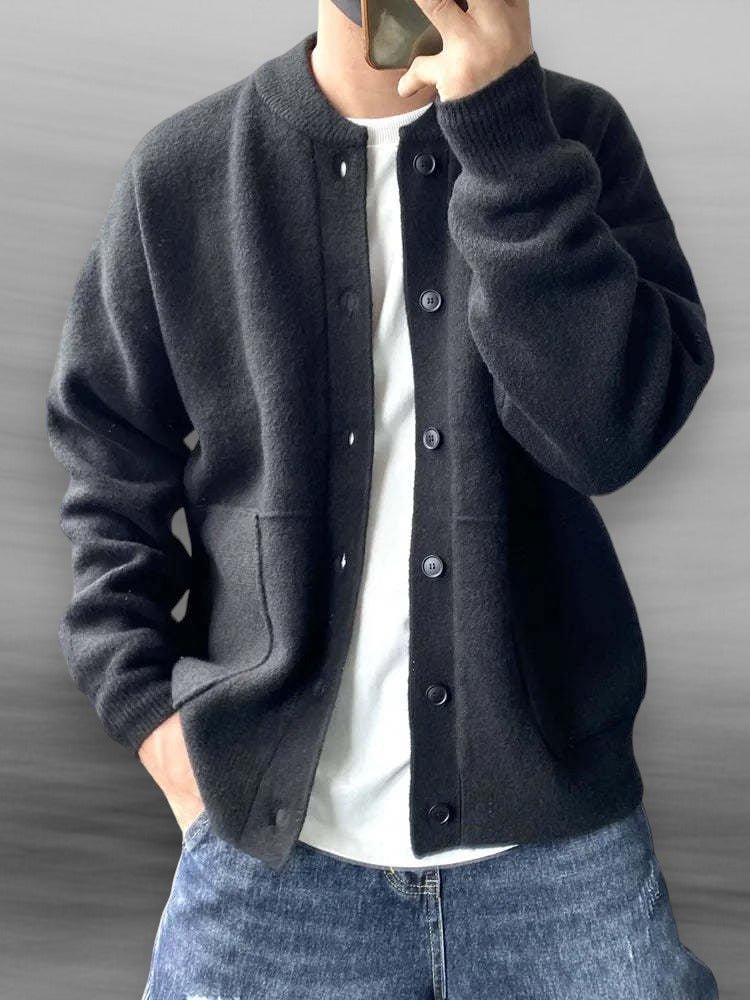 Men's Casual Button - Up Cardigan – Bomber Collar with Front Pockets - We are MFEO