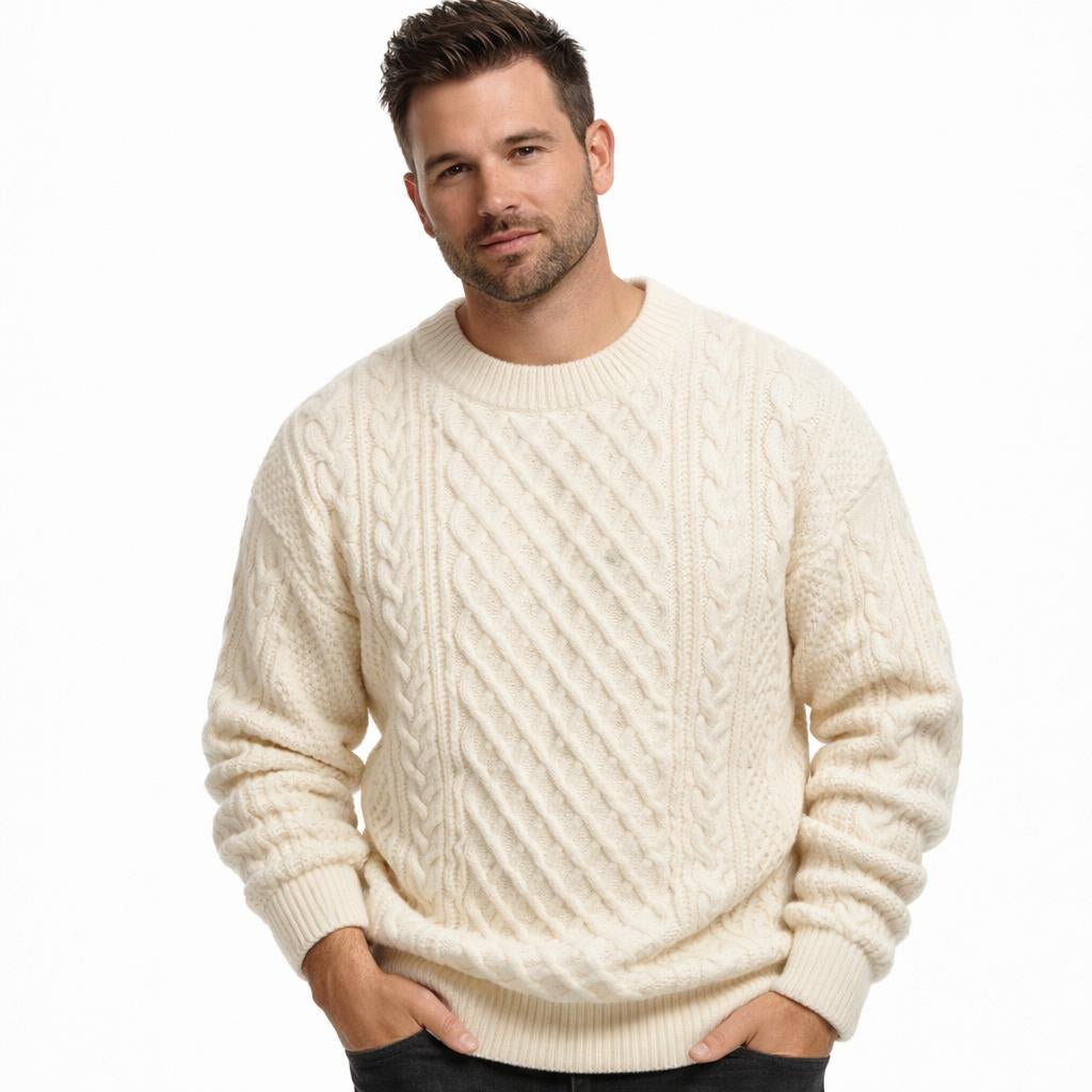 Men's Crewneck Sweater – Patterned Long Sleeve with Relaxed Fit - We are MFEO