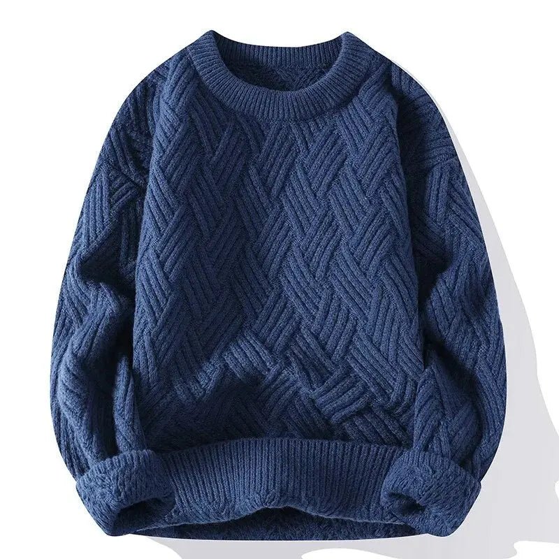 Men's Crewneck Sweater – Patterned Long Sleeve with Relaxed Fit - We are MFEO