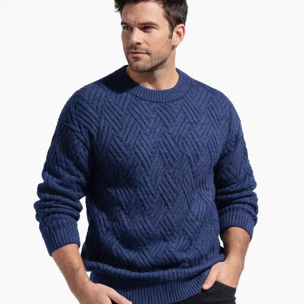 Men's Crewneck Sweater – Patterned Long Sleeve with Relaxed Fit - We are MFEO