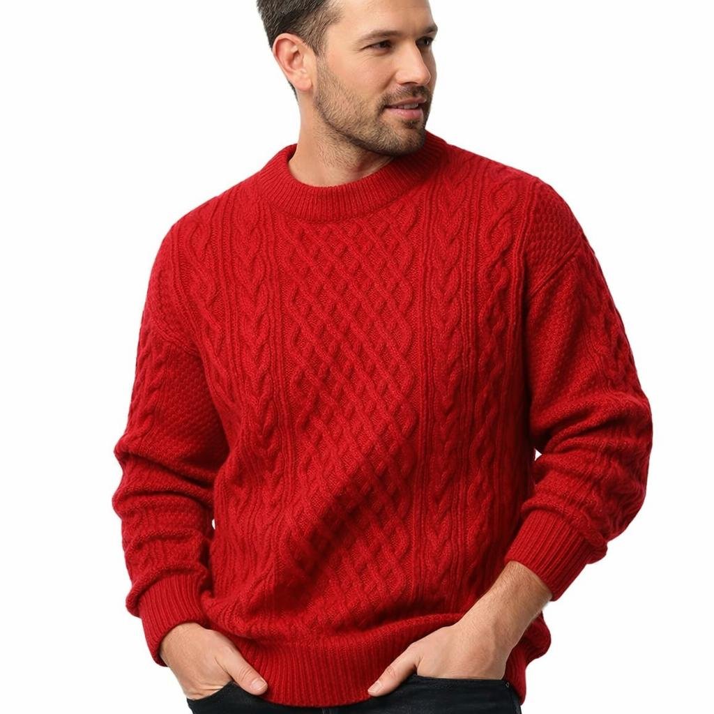 Men's Crewneck Sweater – Patterned Long Sleeve with Relaxed Fit - We are MFEO