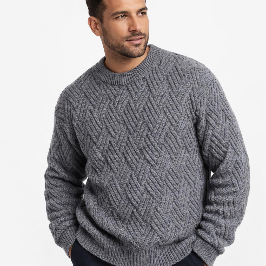 Men's Crewneck Sweater – Patterned Long Sleeve with Relaxed Fit - We are MFEO