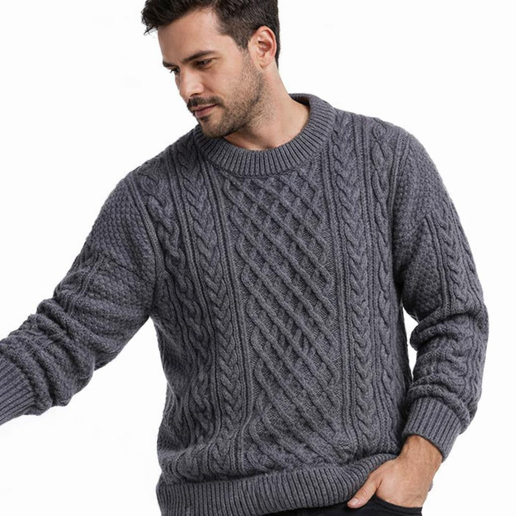 Men's Crewneck Sweater – Patterned Long Sleeve with Relaxed Fit - We are MFEO