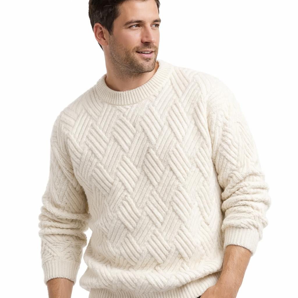Men's Crewneck Sweater – Patterned Long Sleeve with Relaxed Fit - We are MFEO