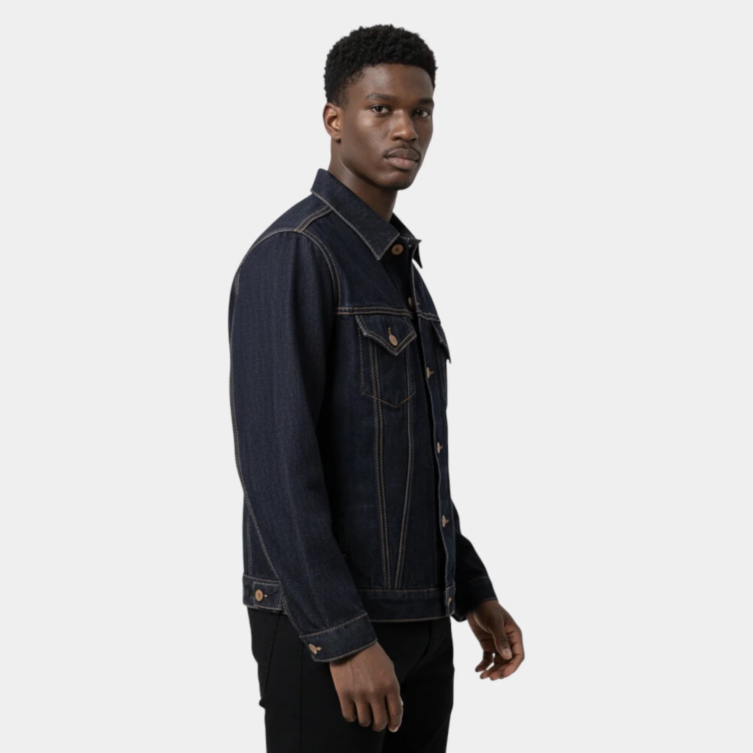 Men's Denim Jacket – Classic Trucker Style with Chest Flap Pockets - We are MFEO