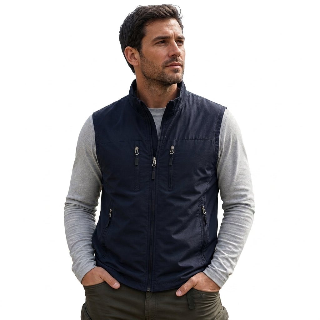 Men's Full Zip Utility Vest – Lightweight Multi-Pocket Design for Outdoor Activities - We are MFEO