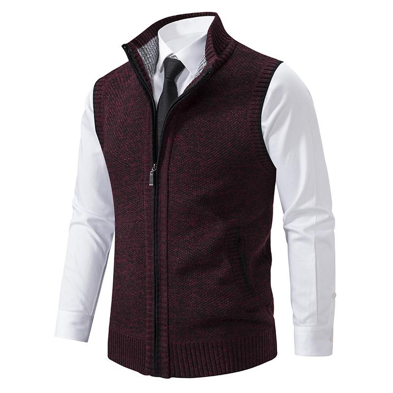 Men's Gilet for Autumn – Zip Knit Mock Neck Sweater Vest with Zipped Side Pockets - We are MFEO