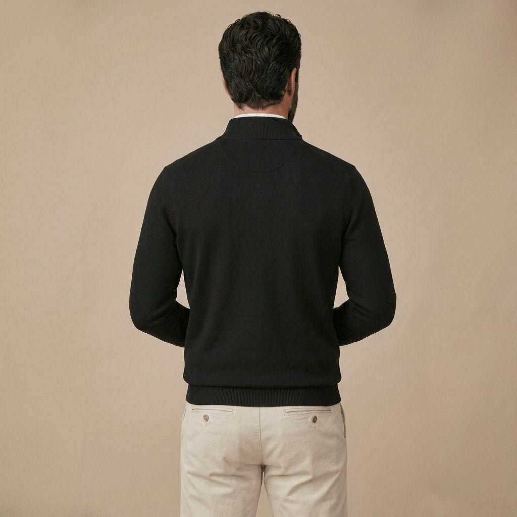 Men's Half Zip Jumper – Stand Collar Knitwear, Ribbed Cuffs and Hem - We are MFEO