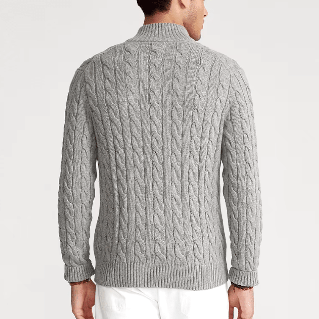 Men's Half Zip Sweater – Cable Knit Design for Cozy Layering in Autumn and Winter - We are MFEO