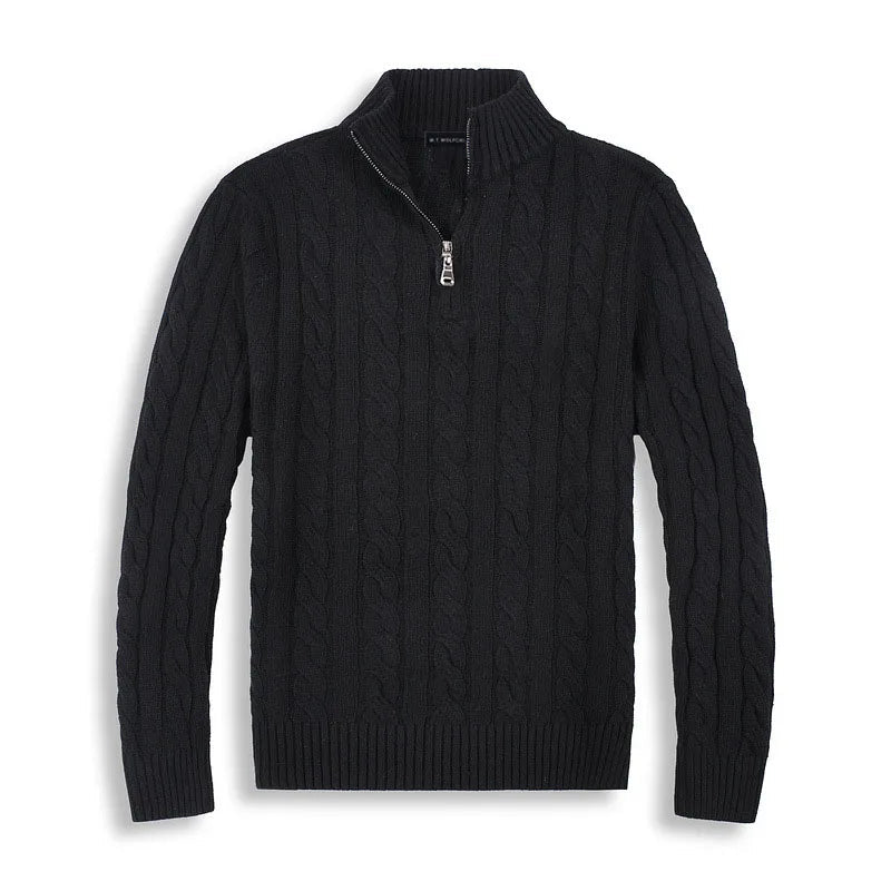Men's Half Zip Sweater – Cable Knit Design for Cozy Layering in Autumn and Winter - We are MFEO