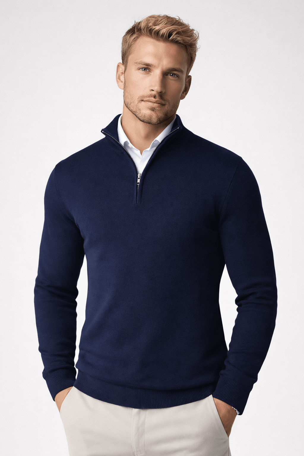 Men's Half Zip Sweater – Warm High Neck Design for Comfortable Winter Layering - We are MFEO