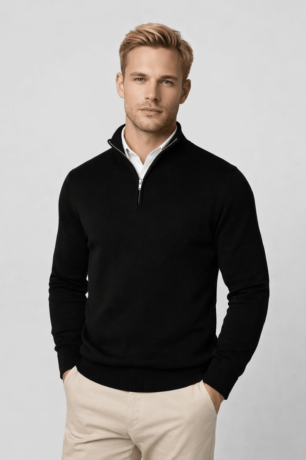 Men's Half Zip Sweater – Warm High Neck Design for Comfortable Winter Layering - We are MFEO