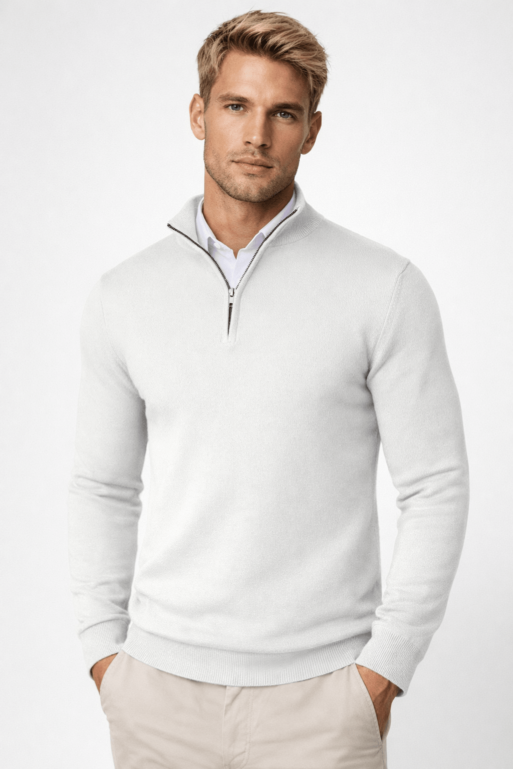 Men's Half Zip Sweater – Warm High Neck Design for Comfortable Winter Layering - We are MFEO