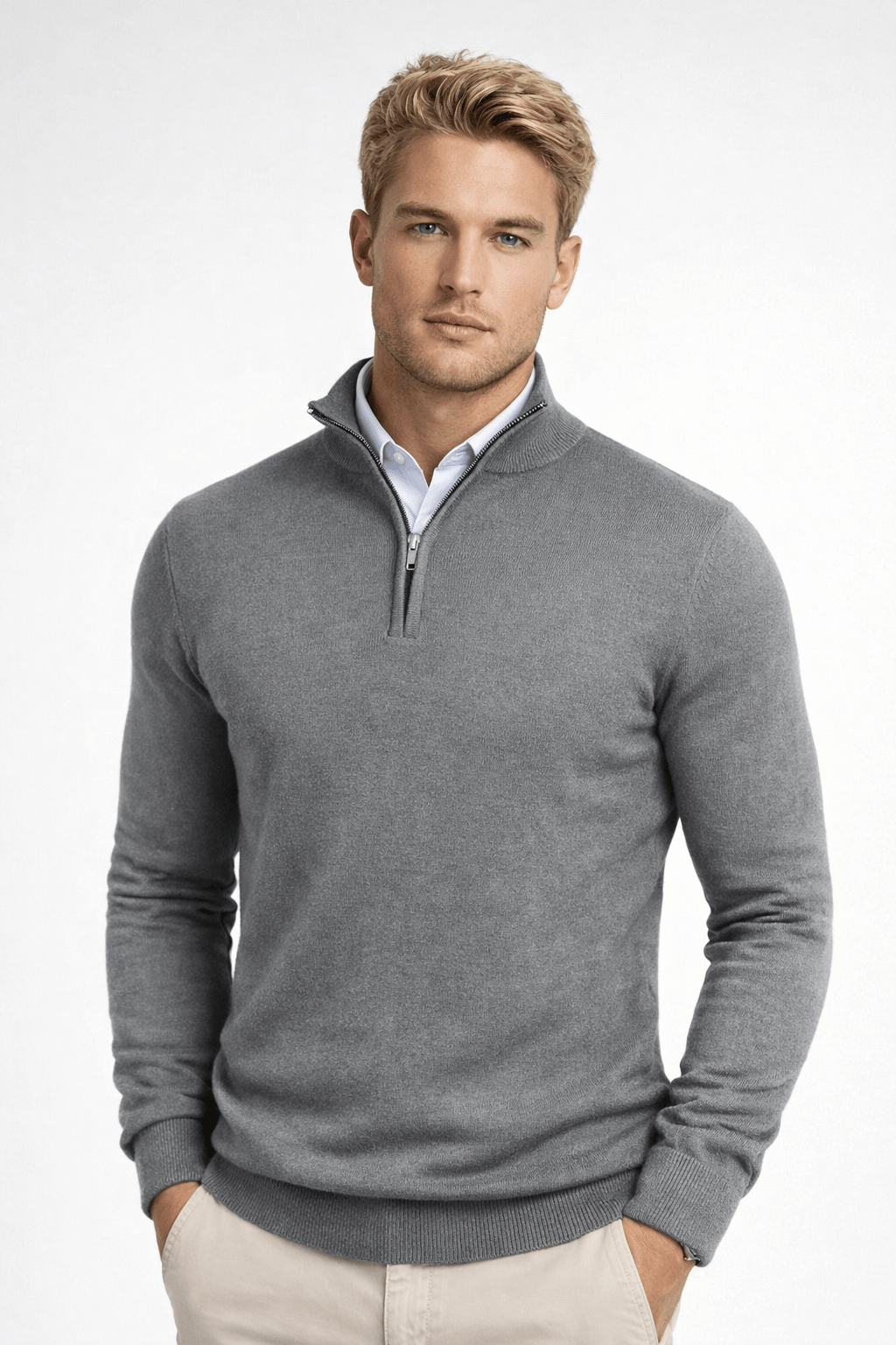 Men's Half Zip Sweater – Warm High Neck Design for Comfortable Winter Layering - We are MFEO