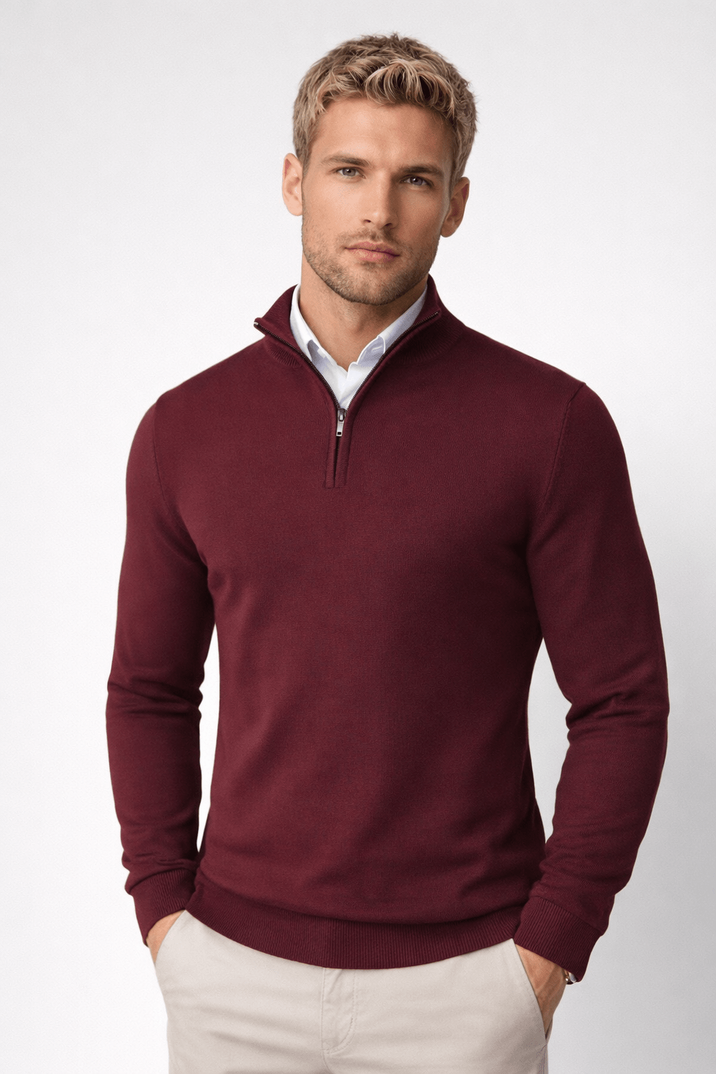 Men's Half Zip Sweater – Warm High Neck Design for Comfortable Winter Layering - We are MFEO