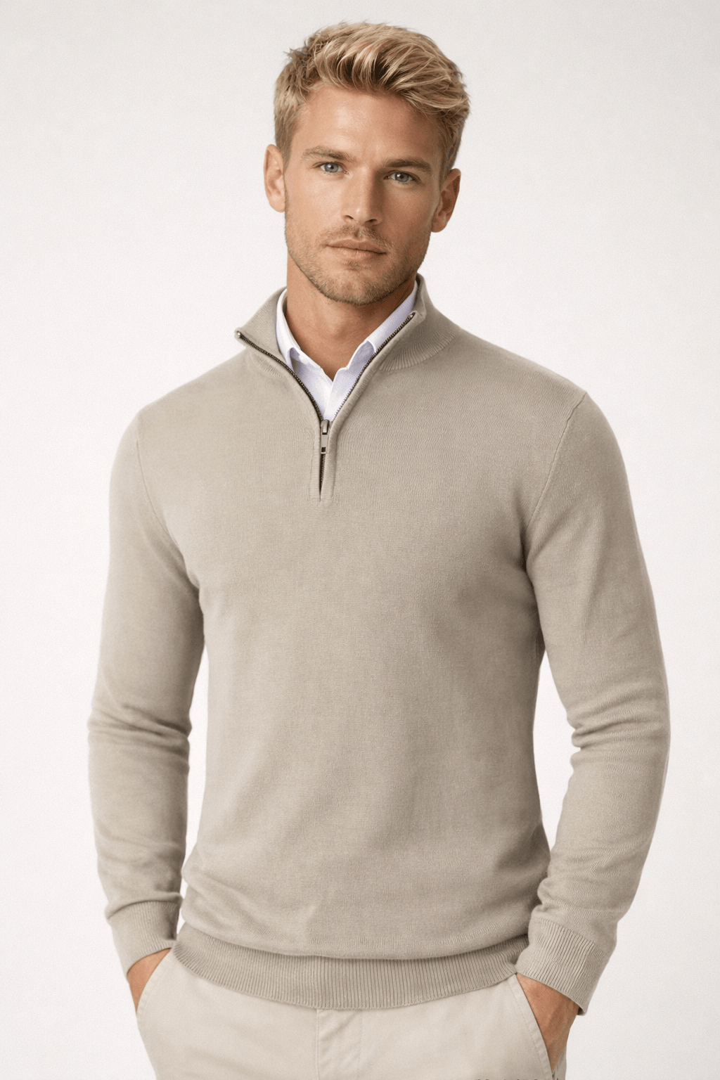 Men's Half Zip Sweater – Warm High Neck Design for Comfortable Winter Layering - We are MFEO
