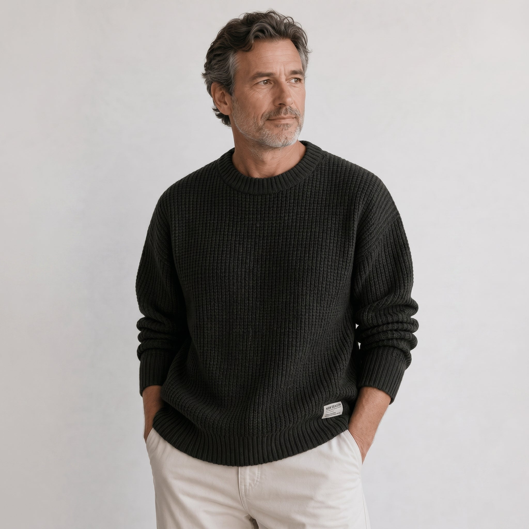 Men's Jumper – Textured Knit Crew Neck Sweater for Casual Wear - We are MFEO