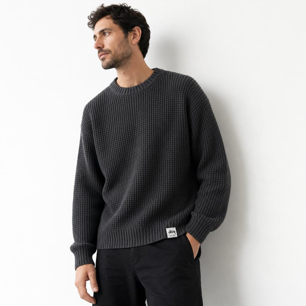 Men's Jumper – Textured Knit Crew Neck Sweater for Casual Wear 7