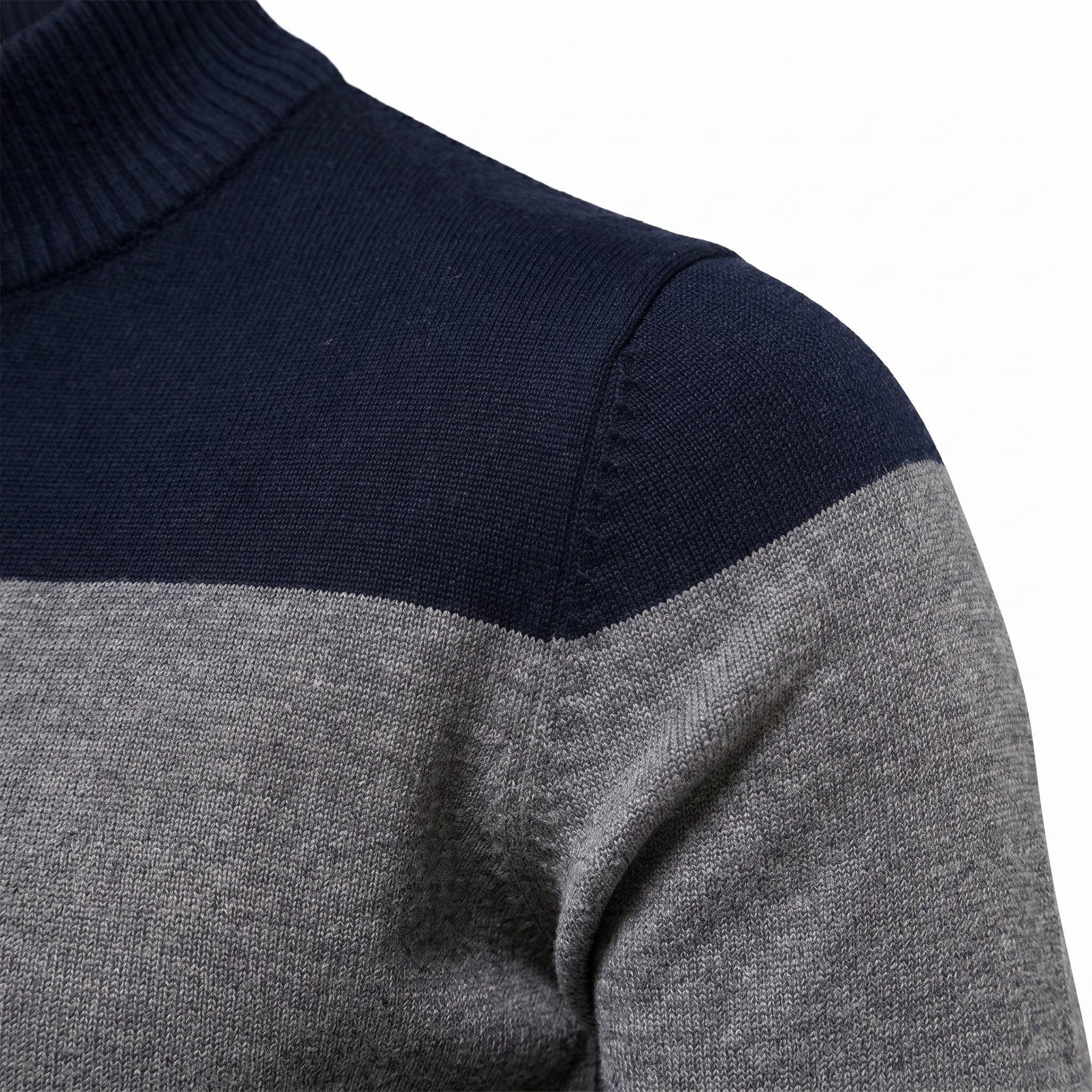 Men's Jumper with Quarter-Zip – Slim Fit Striped Knitwear for Autumn and Winter - We are MFEO