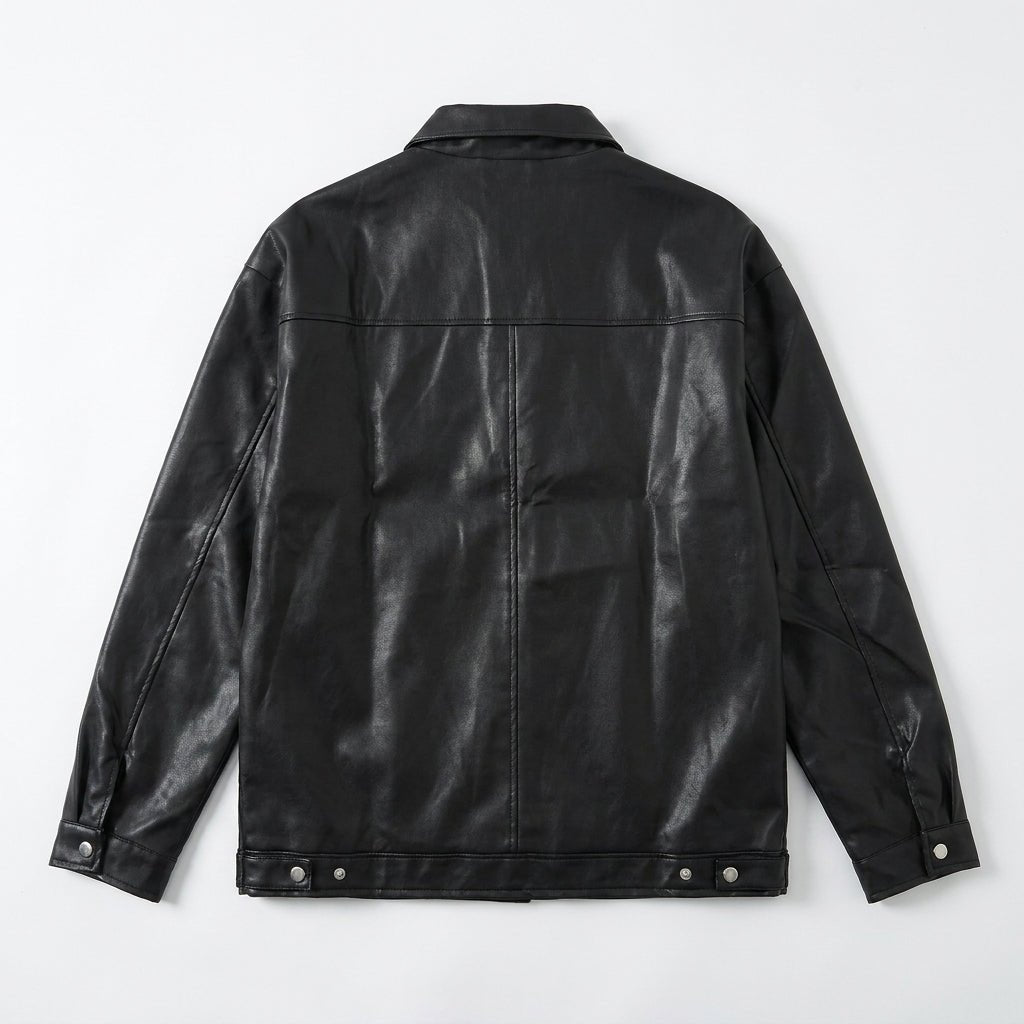 Men's Leather Bomber Jacket – Oversized Fit for Casual Streetwear Style - We are MFEO