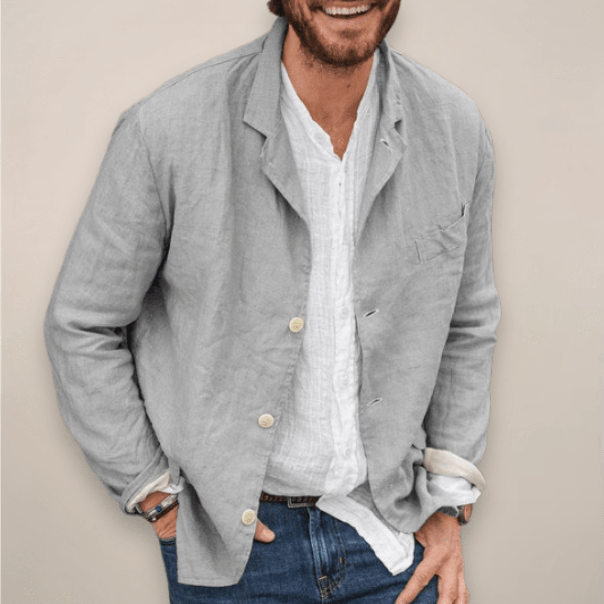 Men's Linen Blazer Jacket – Breathable Relaxed Fit for Casual Spring and Summer Outings - We are MFEO