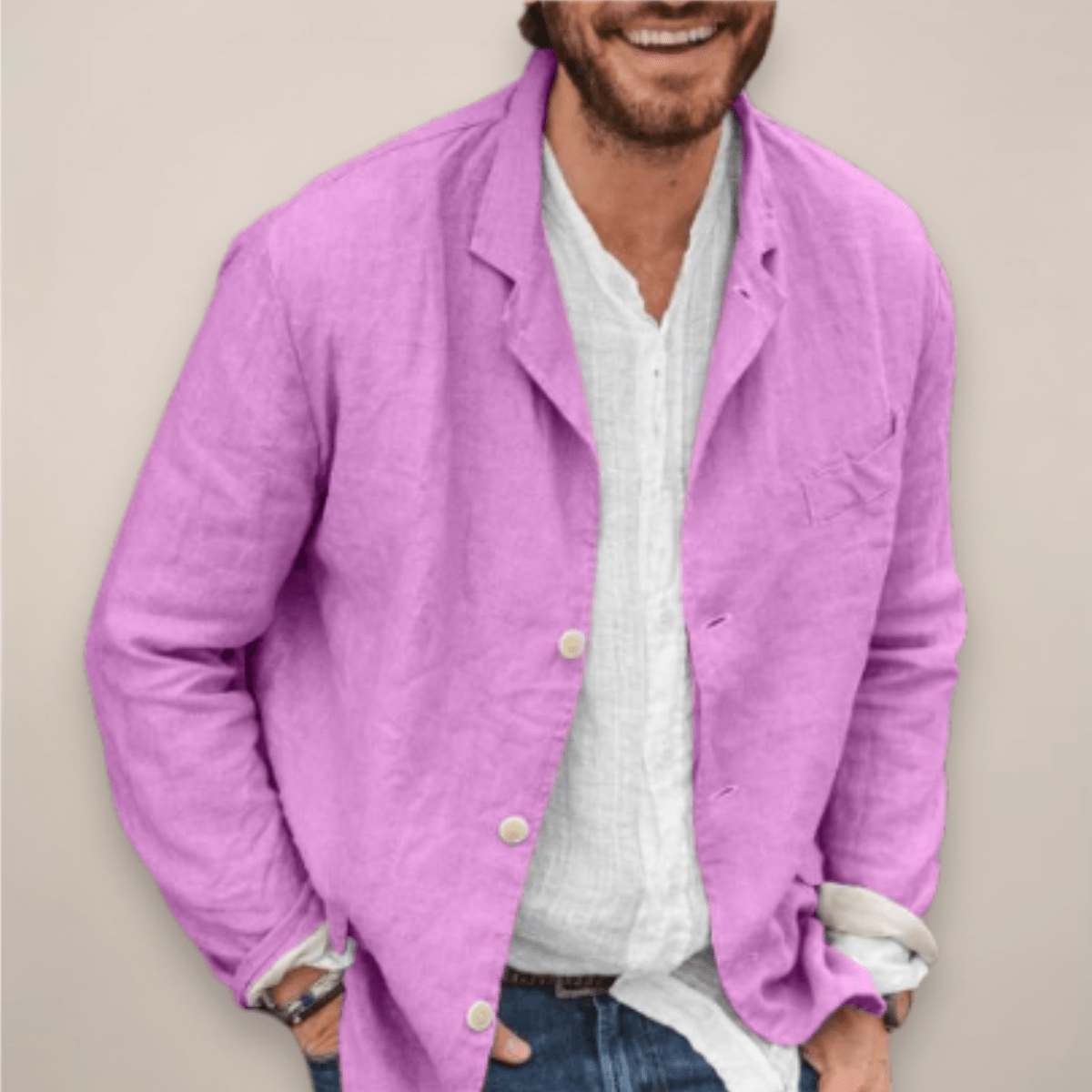 Men's Linen Blazer Jacket – Breathable Relaxed Fit for Casual Spring and Summer Outings - We are MFEO