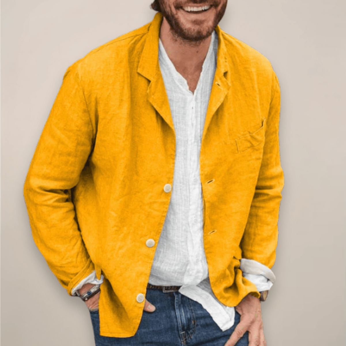 Men's Linen Blazer Jacket – Breathable Relaxed Fit for Casual Spring and Summer Outings - We are MFEO