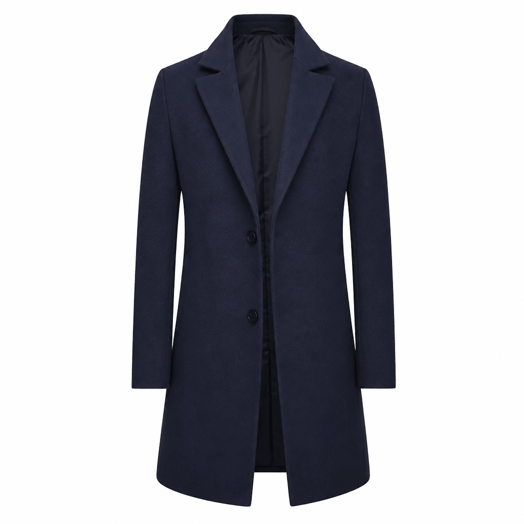 Men's Long Overcoat – Slim Fit Wool Coat with Notched Lapel for Winter - We are MFEO
