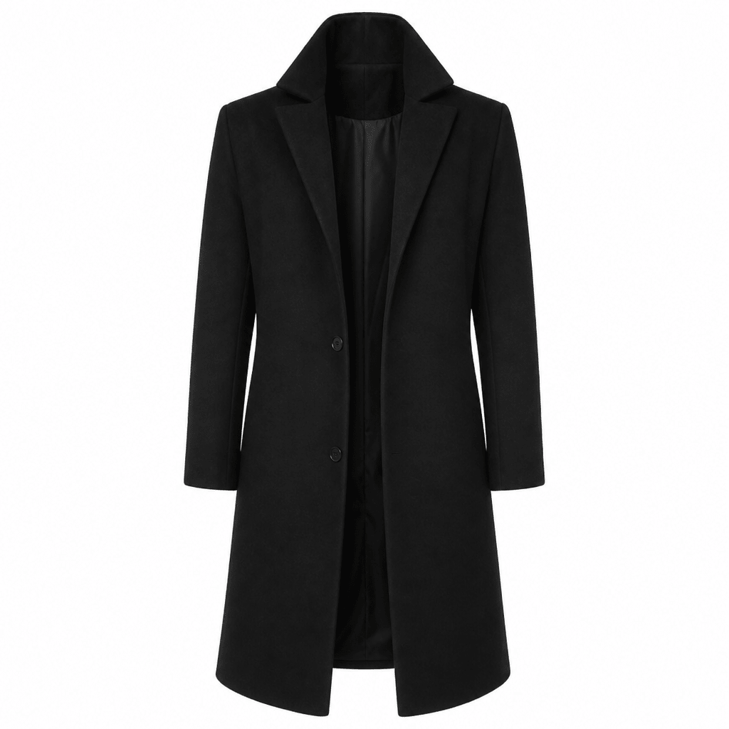 Men's Long Overcoat – Slim Fit Wool Coat with Notched Lapel for Winter - We are MFEO