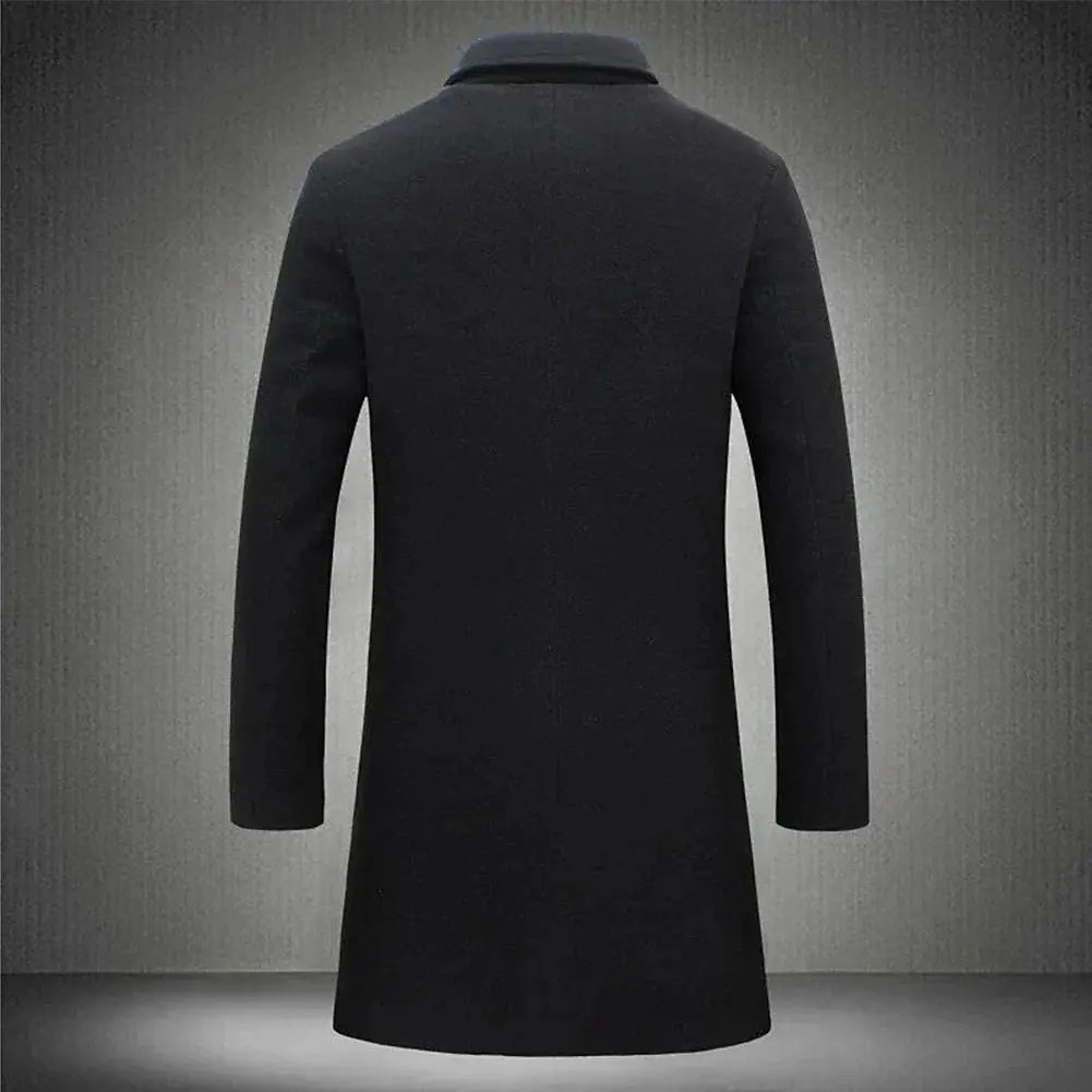 Men's Long Overcoat – Slim Fit Wool Coat with Notched Lapel for Winter - We are MFEO