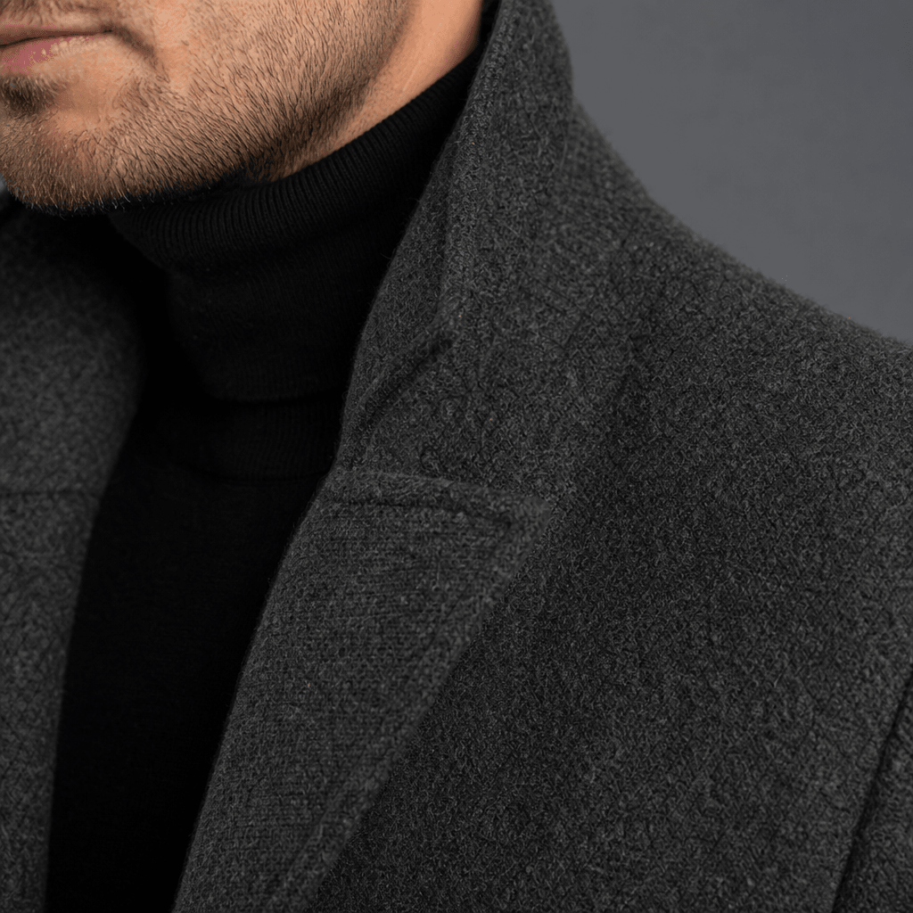 Men's Long Overcoat – Slim Fit Wool Coat with Notched Lapel for Winter - We are MFEO