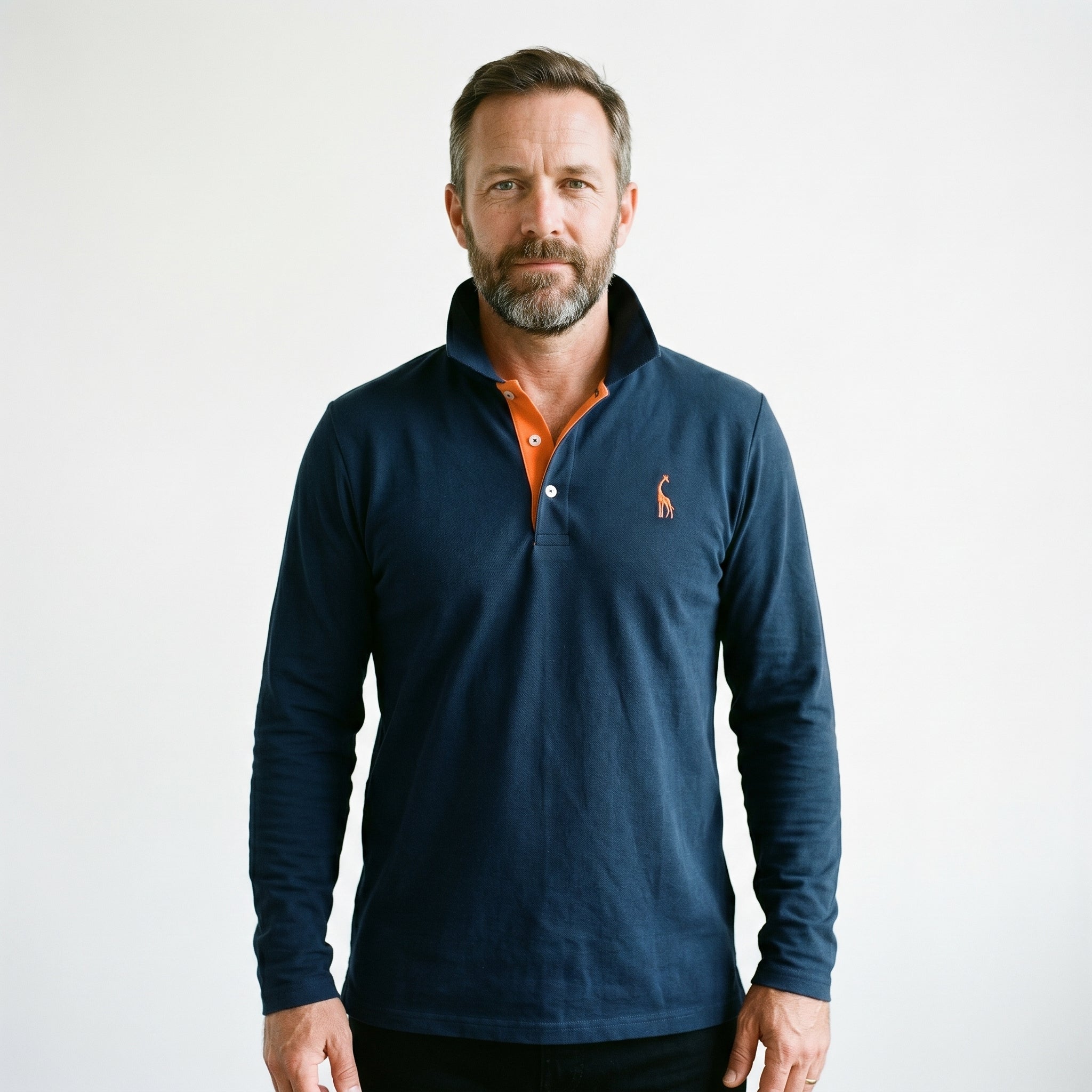 Men's Long Sleeve Polo Shirt – Structured Collar with Button Placket, Soft Cotton Blend - We are MFEO
