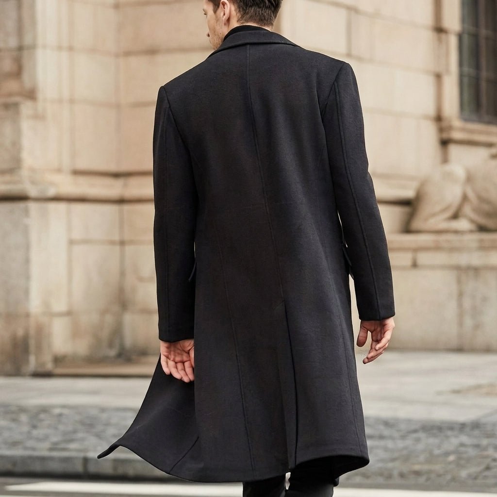Men's Long Trench Coat – Slim Fit with Notched Lapel - We are MFEO
