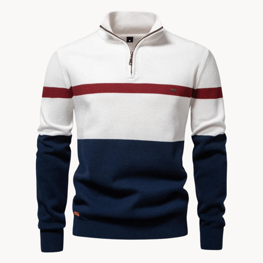 Men's Quarter - Zip Jumper – Cotton Knitwear with Colour Block Design for Autumn - We are MFEO