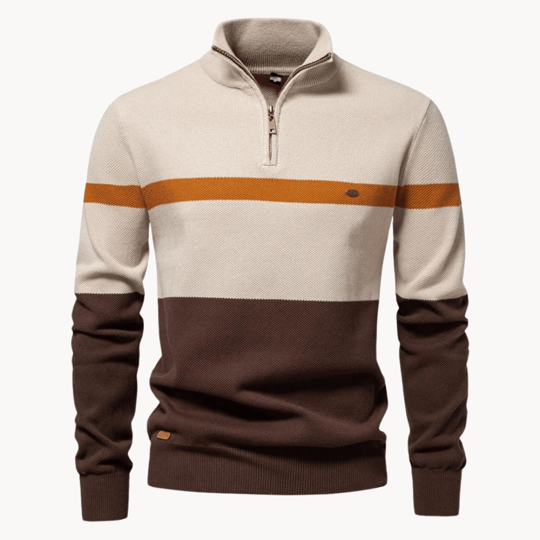 Men's Quarter - Zip Jumper – Cotton Knitwear with Colour Block Design for Autumn - We are MFEO
