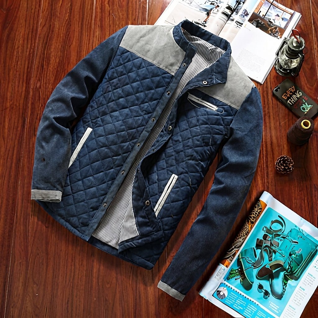 Men's Quilted Jacket for Winter – Suede Shoulder Panels, Smart Casual Style - We are MFEO