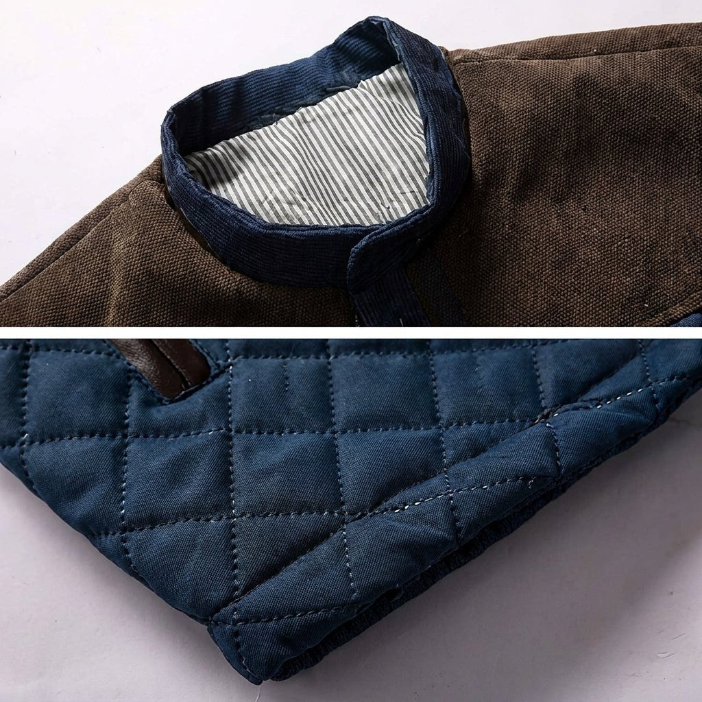 Men's Quilted Jacket for Winter – Suede Shoulder Panels, Smart Casual Style - We are MFEO