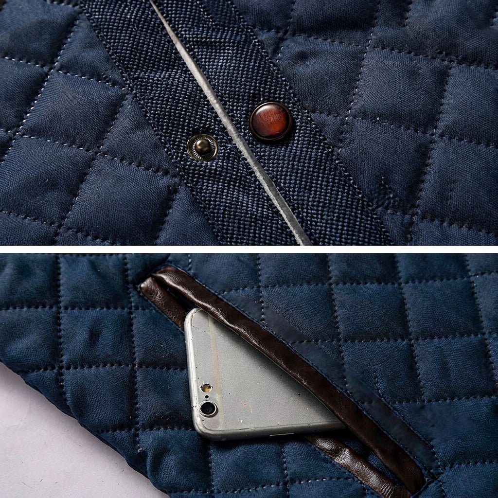 Men's Quilted Jacket for Winter – Suede Shoulder Panels, Smart Casual Style - We are MFEO