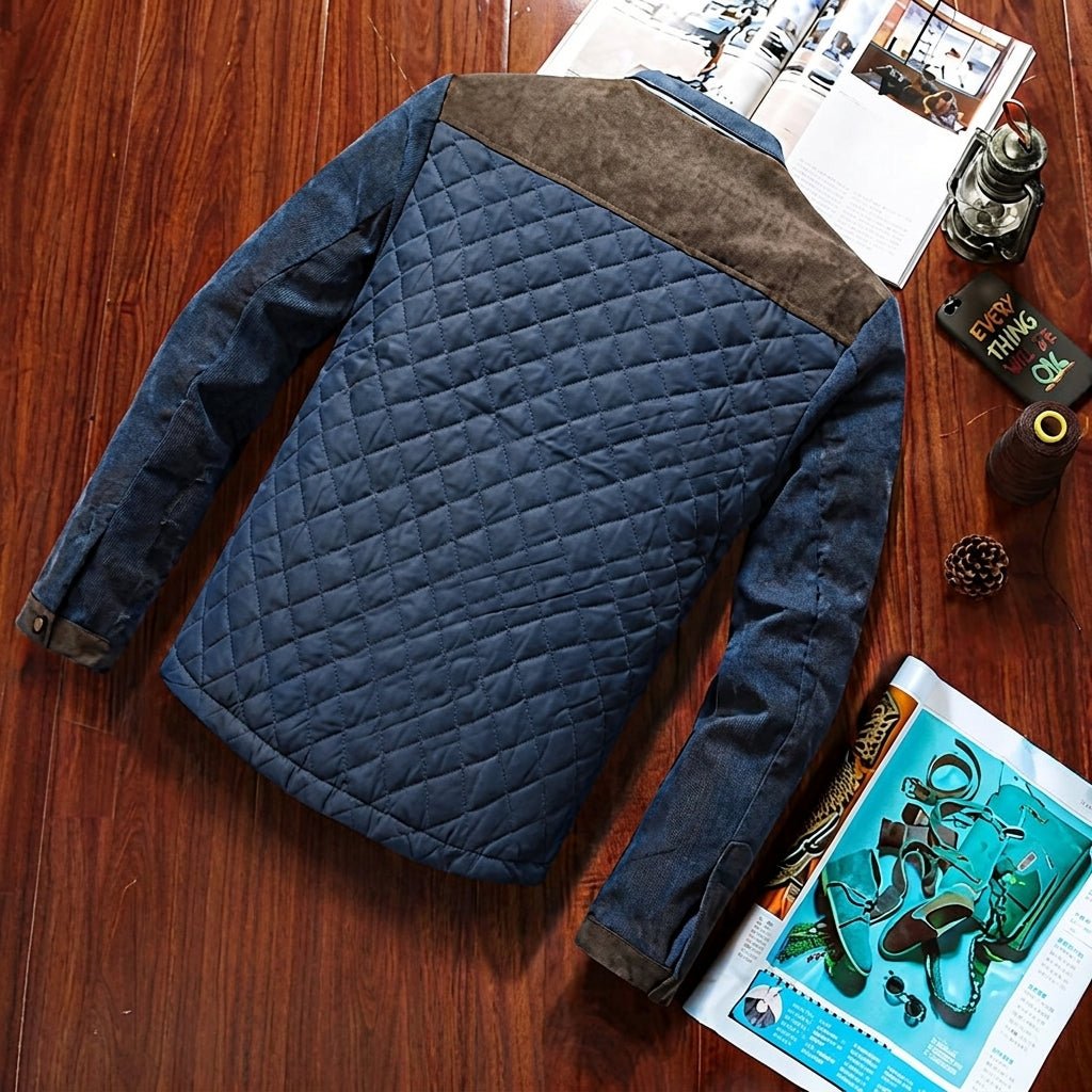 Men's Quilted Jacket for Winter – Suede Shoulder Panels, Smart Casual Style - We are MFEO