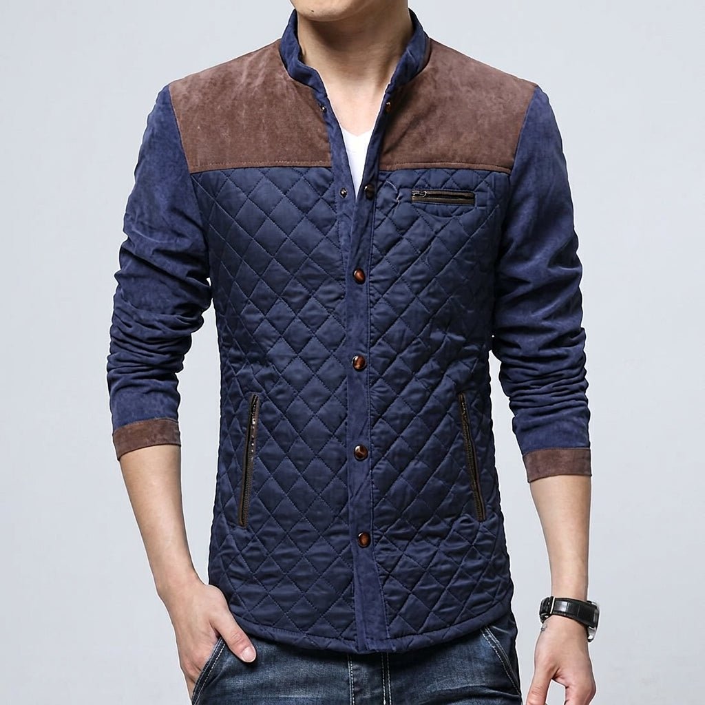 Men's Quilted Jacket for Winter – Suede Shoulder Panels, Smart Casual Style - We are MFEO