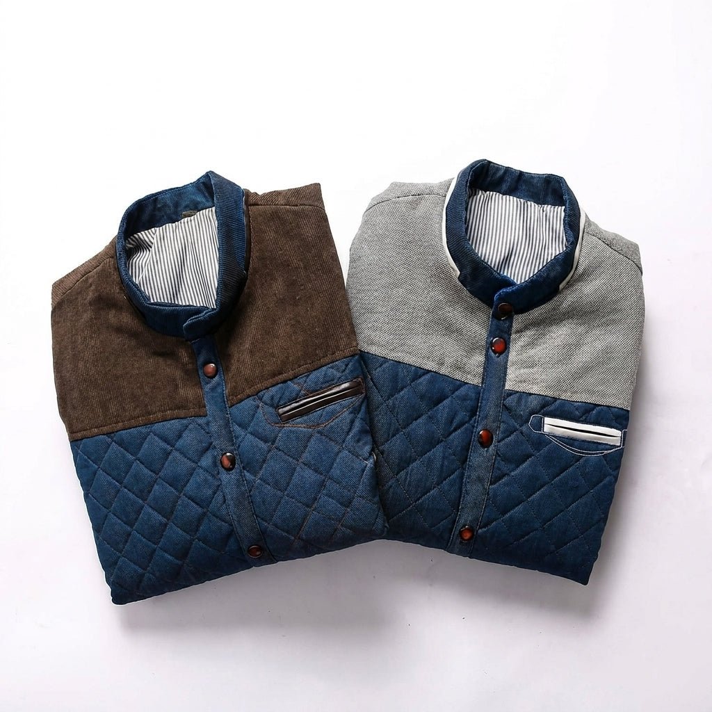 Men's Quilted Jacket for Winter – Suede Shoulder Panels, Smart Casual Style - We are MFEO