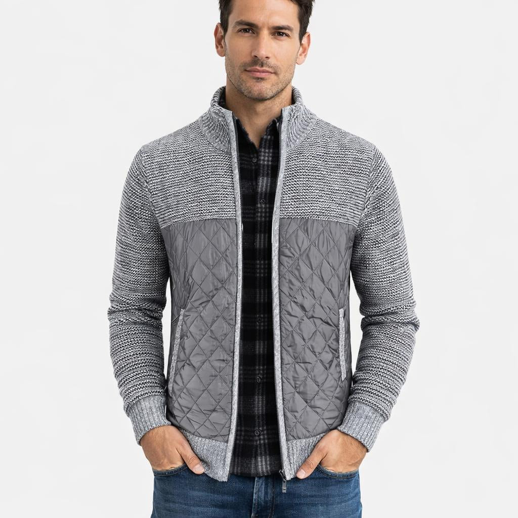 Men's Quilted Jacket for Winter – Zip Up with Knit Panels - We are MFEO